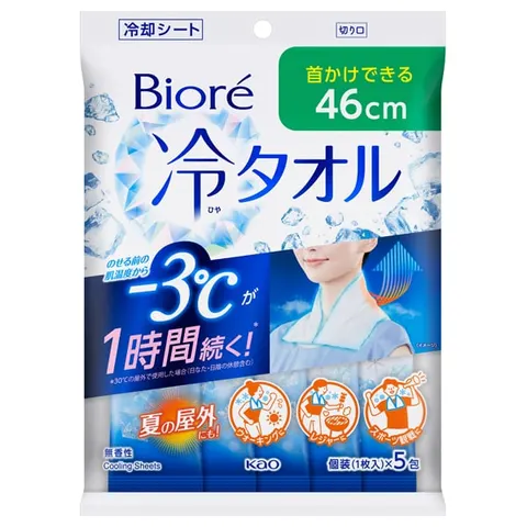 Biore Cooling Towels, Unscented, 5 sheets