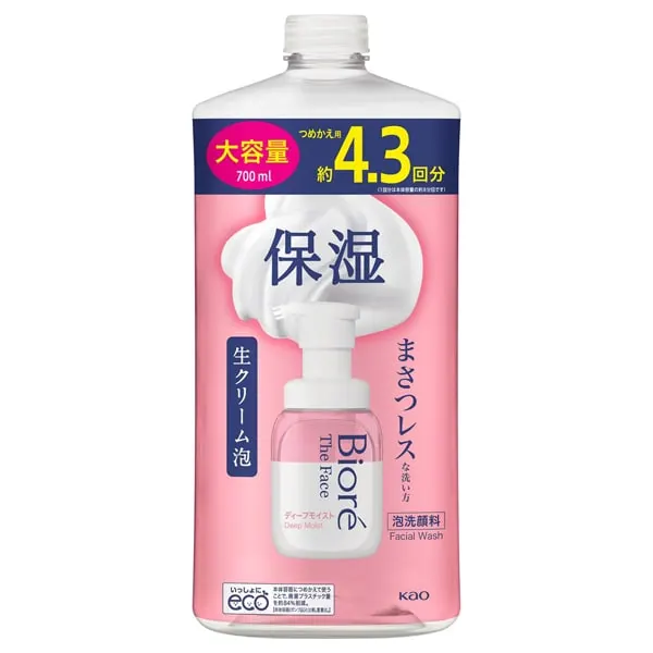 Biore The Face Пенка для умывания Deep Moist, сменный блок большого объёма, аромат белого мыла, 700 мл