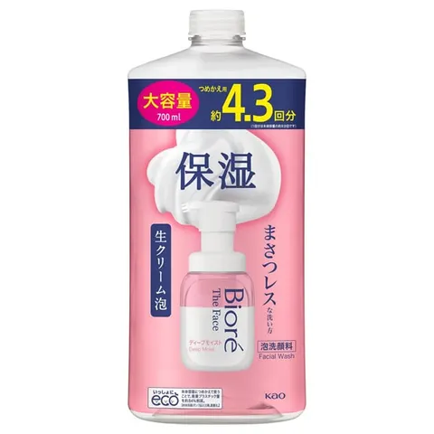Biore The Face Foaming Face Wash Deep Moist, refill large size, White Savon scent, 700 ml