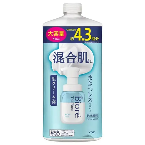 Biore The Face Foaming Face Wash Moist, Refill Large Size, 700ml