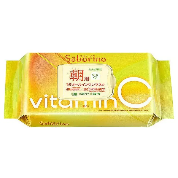 Saborino Утренняя тканевая маска-заряд с витамином C, 30 листов, аромат витаминных цитрусов