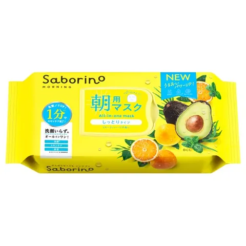 Saborino Mezamashi Sheet N Morning Mask, Moist Type, Fruity Herb Scent, 32 sheets (309ml)