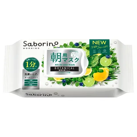 Saborino Morning Sheet Mask Botanical Type N, anti-irritation type, citrus leaf scent, 30 sheets (288ml)
