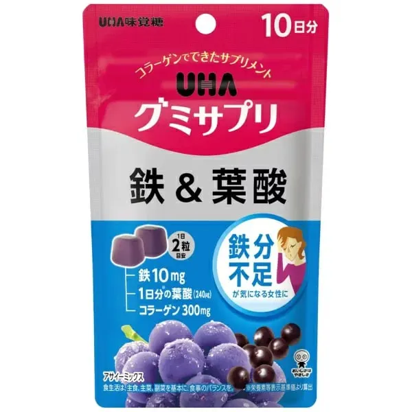 UHA Mikakuto Жевательные витамины с железом и фолиевой кислотой