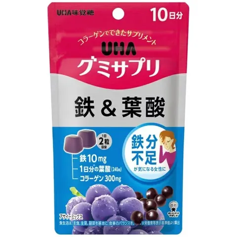 UHA Mikakuto Chewable Gummy Vitamins with Iron and Folic Acid