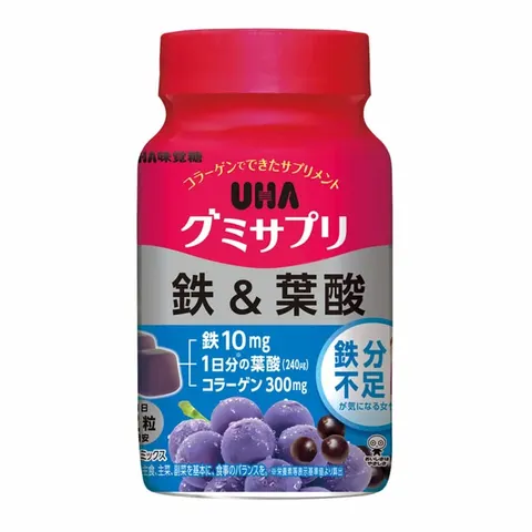 UHA Mikakuto Chewable Gummies with Iron and Folic Acid