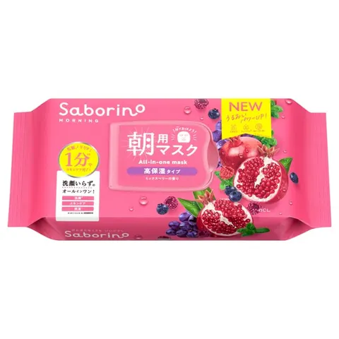 Saborino Morning Face Mask Sheet, High Moisture Type, Mixed Berry Scent, 30 sheets (288ml)