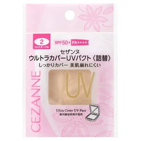 CEZANNE Ультра-покрывающая UV пудра-компакт (сменный блок), SPF50+ PA++++, 2 Light Ochre, 11 г