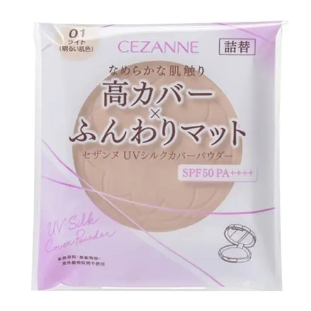 CEZANNE UV Silk Cover Powder (сменный блок) SPF50 PA++++, 01 Light, 10 г