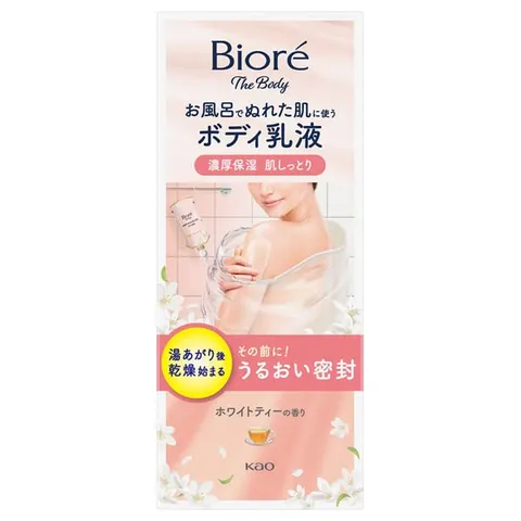 Biore The Body Молочко для тела для влажной кожи после ванны, увлажняющее, аромат белого чая, 285 мл