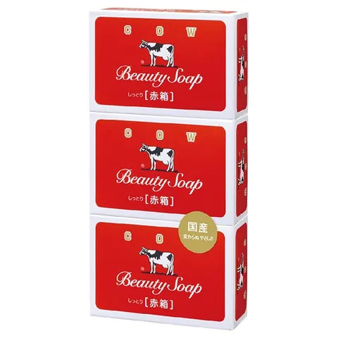 COW BRAND Красная коробка (увлажняющее), мыло, 3 шт (85 г × 3)