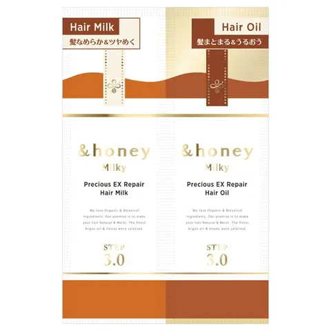 &honey Milky Precious EX Repair Trial Set Hair Milk & Oil, sachet 3g+3mL