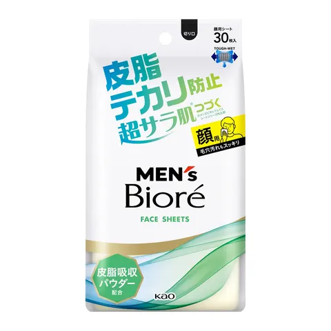 Kao Men's Biore Face Sheets, Prevents Oily Shine, 30 sheets