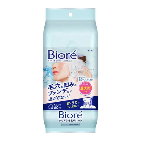 Влажные салфетки для снятия макияжа и очищения кожи лица, Kao Biore Clear Wipe Sheet, 60шт