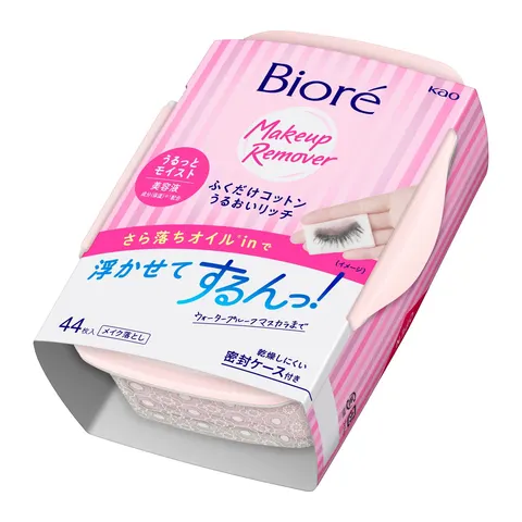 Влажные салфетки для снятия макияжа, увлажняющие, Kao Biore Moist Rich Cotton Makeup Remover Moist, 44шт