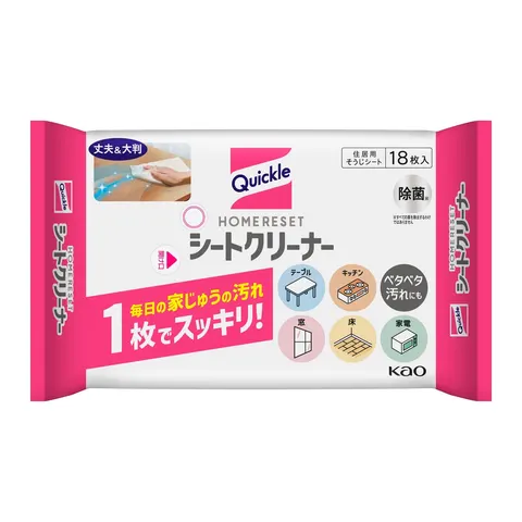 Влажные салфетки для уборки дома, без запаха, Kao Quickle Home Reset Sheet Cleaner, 18шт