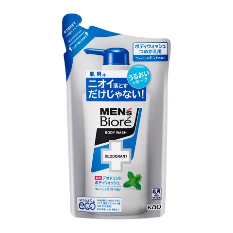 Kao Men's Biore Medicated Deodorant Body Wash Fresh Mint Scent Refill 380ml