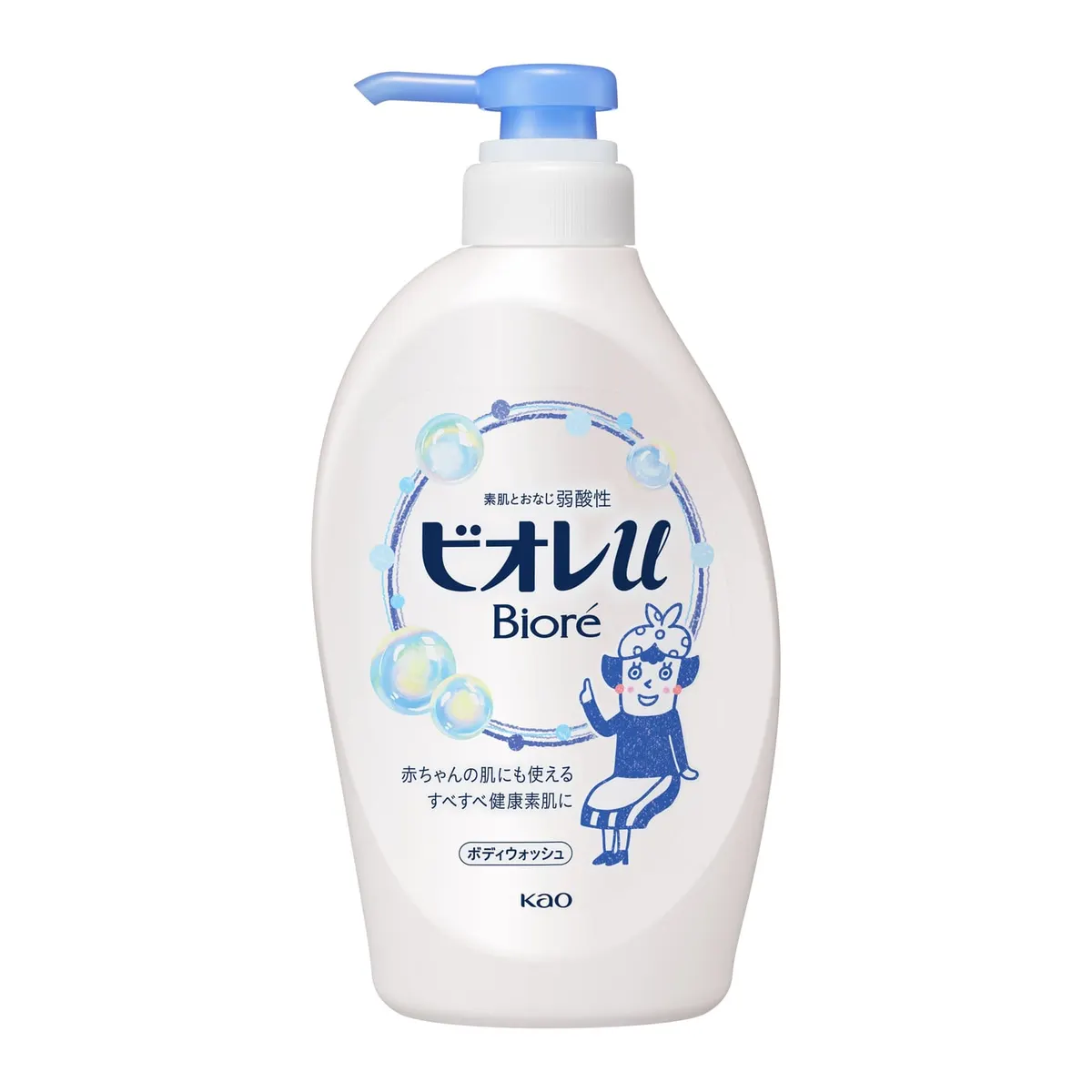 Гель для душа, для всей семьи, аромат цветов, дозатор, Kao Biore U Pump Type, 480ml