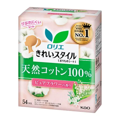 Kao Laurier Beautiful Style 100% Natural Cotton Pure Flower Scent, 54pcs