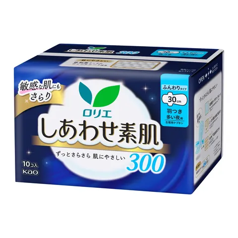 Kao Laurier Happy Skin 300 Heavy Night Use with Wings, 10pcs