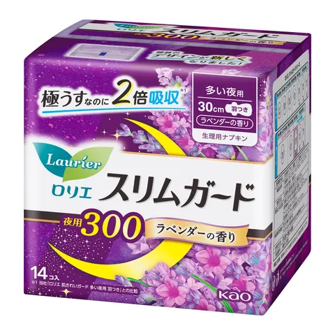 Kao Laurier Slim Guard for night use with lots of lavender 300, 14pcs