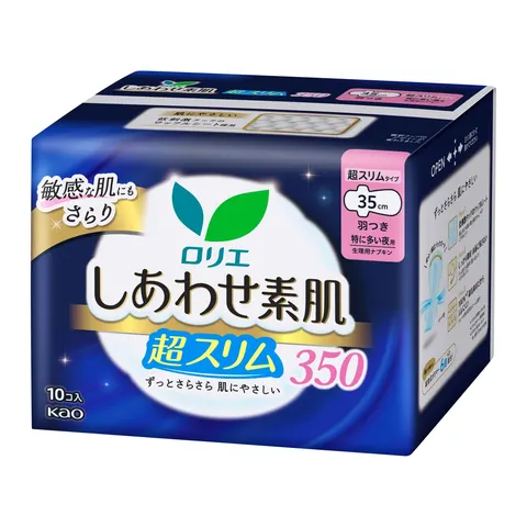 Kao Laurier Happy Skin Breathable Ultra Slim 350 For heavy nights with wings 10pcs