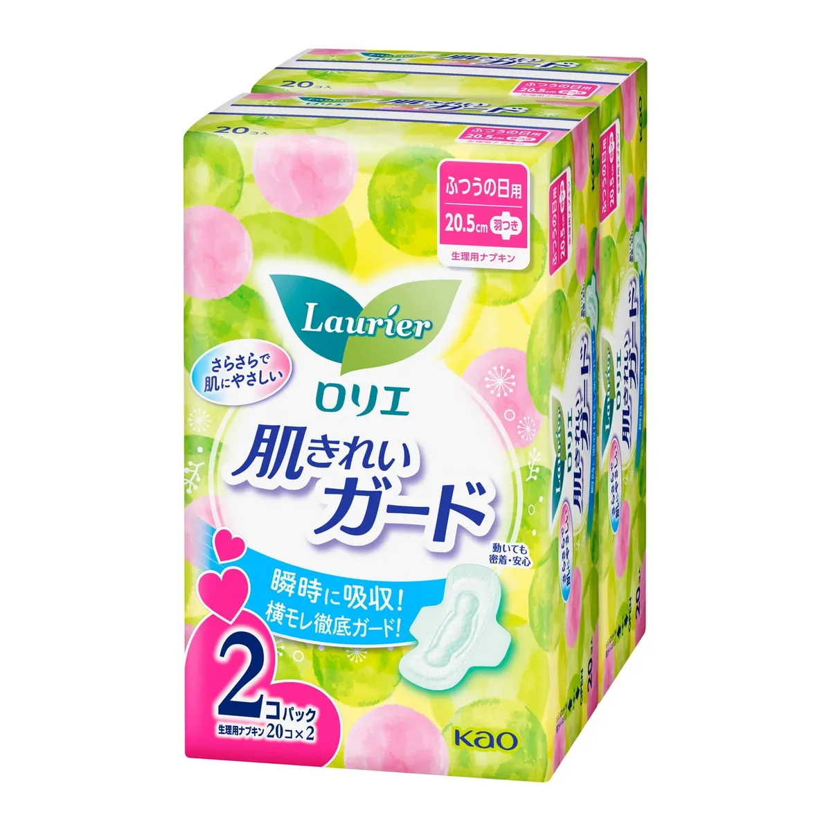 Гигиенические прокладки с крылышками (normal), Kao Laurier Beautiful Skin Guard, For Normal Daily Use, With Wings, 40 шт