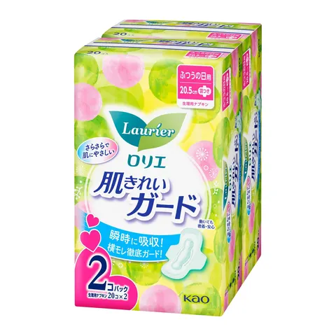 Kao Laurier Beautiful Skin Guard, For Normal Daily Use, With Wings, 20pcs x2