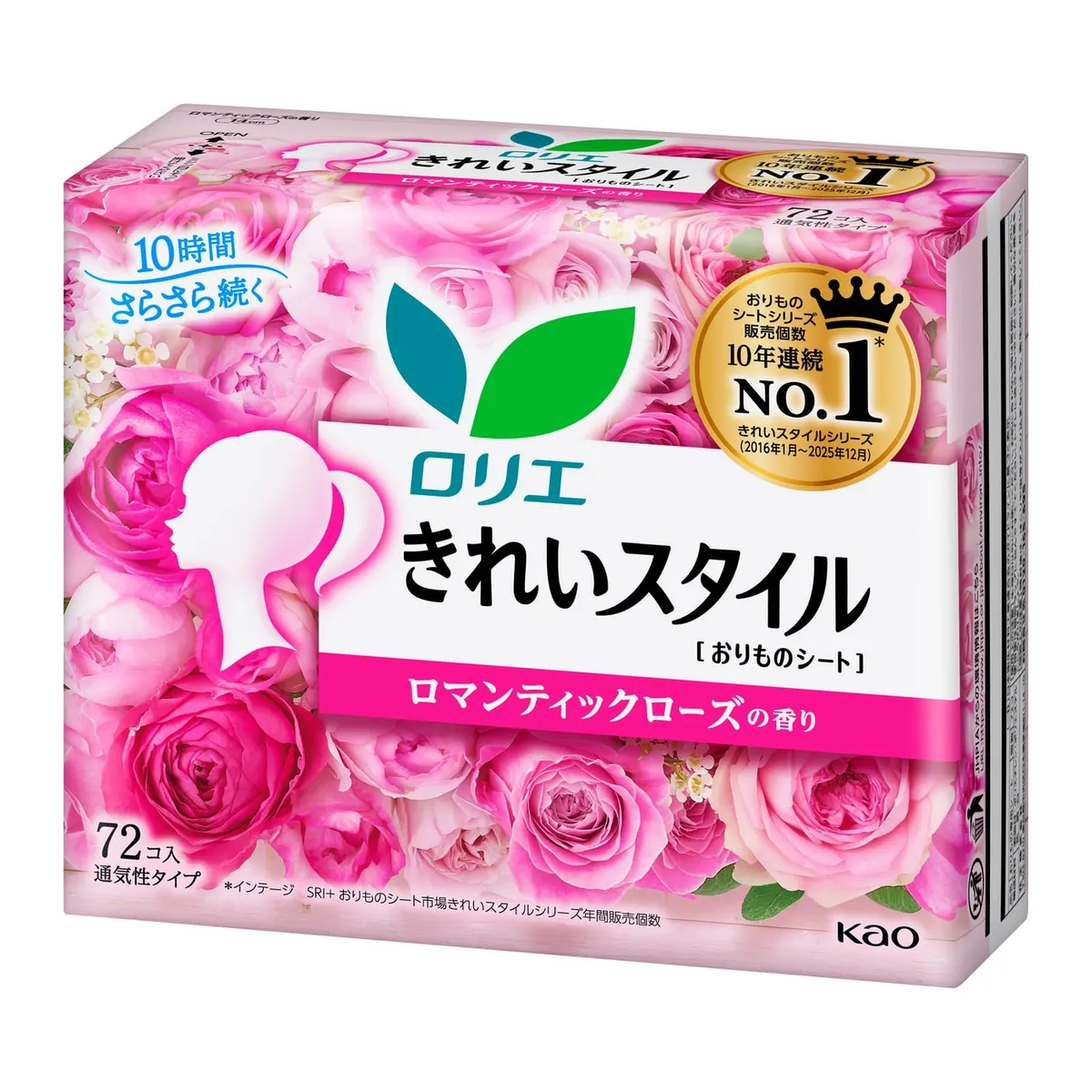 Ежедневные гигиенические прокладки с ароматом розы, Kao Laurier Beautiful Style Romantic Rose, 72шт