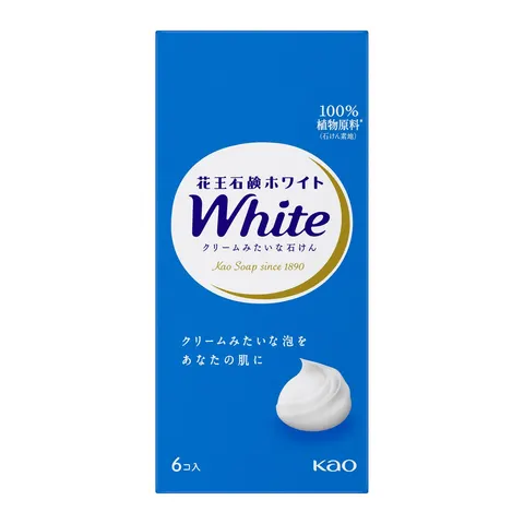 Крем-мыло на основе сквалена, аромат цветов, Kao Soap White Regular Size 6-pack, 85g/6шт