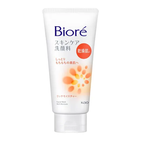 Крем-пенка для умывания, для сухой кожи, с увлажняющим эффектом, Kao Biore Skin Care Facial Cleanser Rich Moisture, 130g