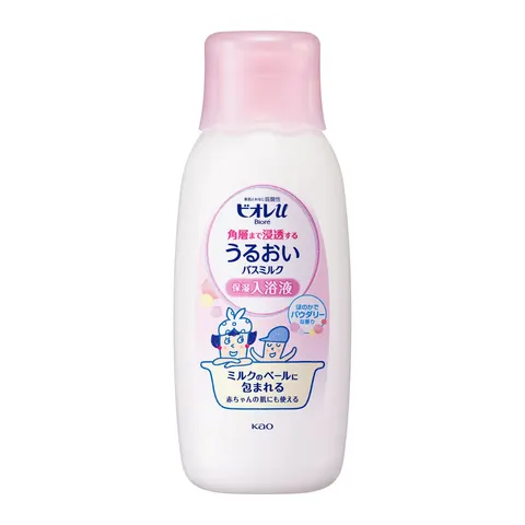 Молочко для принятия ванны (пена), пудровый аромат, Kao Biore U bath milk that penetrates into the stratum corneum, 600ml