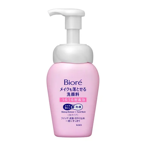 Мусс для снятия макияжа и умывания, аромат фруктов и роз, дозатор, Kao Biore Facial Cleanser That Removes Make up With Moisturizing Foam, 160ml