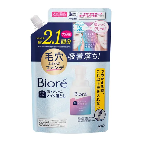 Мусс для снятия макияжа и умывания, аромат цветов, запасной блок, Kao Biore Foam Cream Makeup Remover, Refill Large Capacity, 355ml