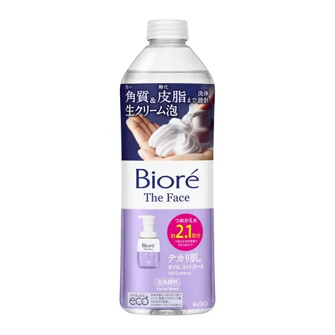 Kao Biore The Face Foaming Facial Cleansing Oil Control Refill, 340ml