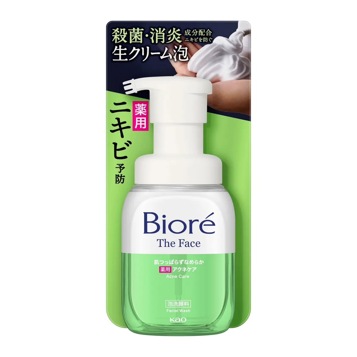 Мусс для умывания проблемной кожи, аромат трав, дозатор, Kao Biore The Face Foaming Facial Cleanser Acne Care, 200ml