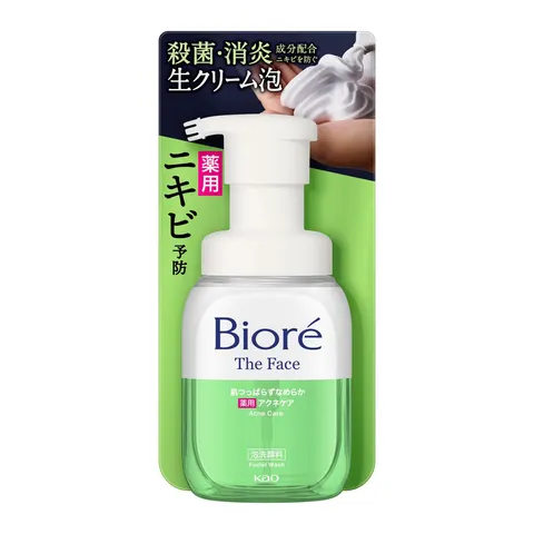 Мусс для умывания проблемной кожи, аромат трав, дозатор, Kao Biore The Face Foaming Facial Cleanser Acne Care, 200ml