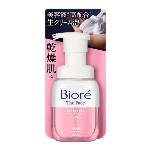 Мусс для умывания, с экстраувлажняющим эффектом, дозатор, Kao Biore The Face Foaming Facial Cleanser Deep Moist, 200ml