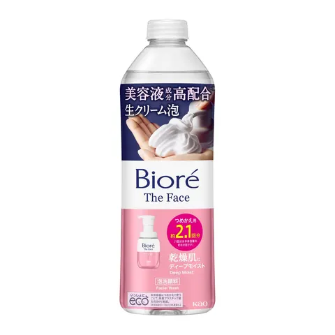 Мусс для умывания, с экстраувлажняющим эффектом, запасной блок, Kao Bioreza Face Foam Cleansing Deep Moist Refill, 340ml