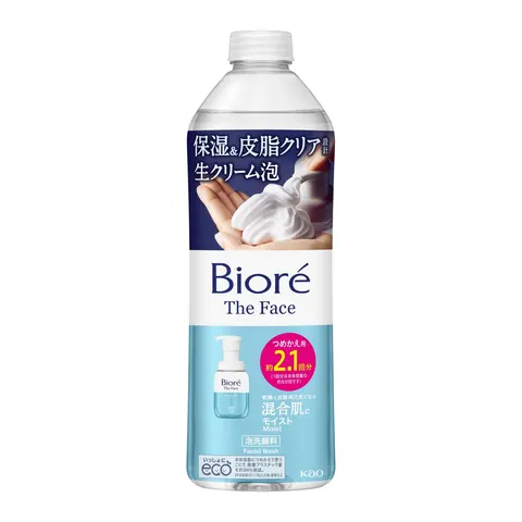 Мусс для умывания, цветочный аромат, запасной блок, Kao Biore za Face Foam Facial Cleansing Moist, Refill, 340ml