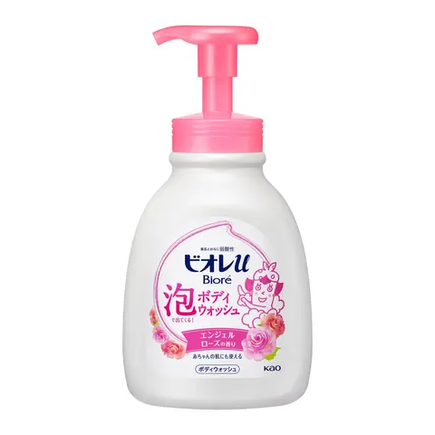 Мыло-пенка для душа, с низким РН уровнем, аромат роз, дозатор, Kao Biore U Foaming Body Wash Rose Pump, 600ml