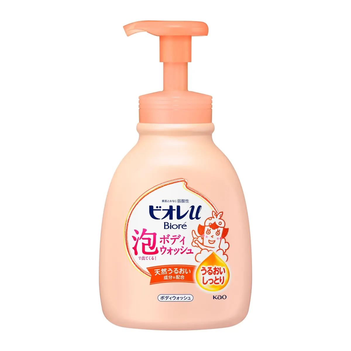 Мыло-пенка для душа, фруктово-цветочный аромат, дозатор, Kao Biore U Foaming Body Wash Moisturizing Pump, 600ml