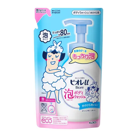 Мыло-пенка для душа, цветочный аромат, запасной блок, Kao Biore U Foaming Body Wash, Refill, 480ml