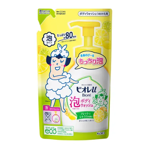 Мыло-пенка для мытья рук, аромат цитруса, запасной блок, Kao Biore U Foaming Body Wash Citrus, Refill, 480ml