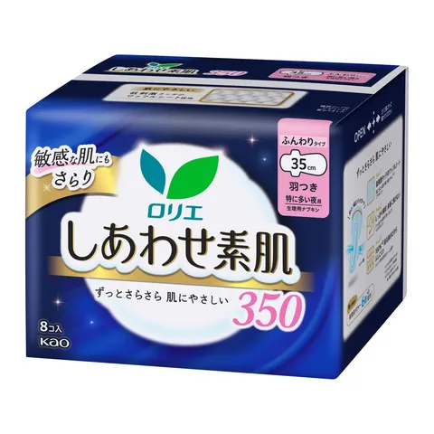 Kao Laurier Happy Skin 350 for heavy nights with wings, 8pcs