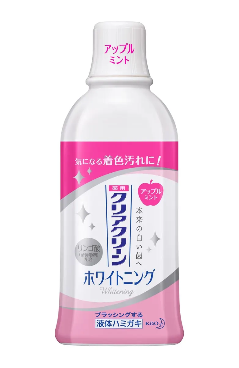 Ополаскиватеь для полости рта, отбеливающий, яблочно-мятный вкус, Kao Clear Clean Plus Whitening Dental Rinse Apple Mint, 600ml
