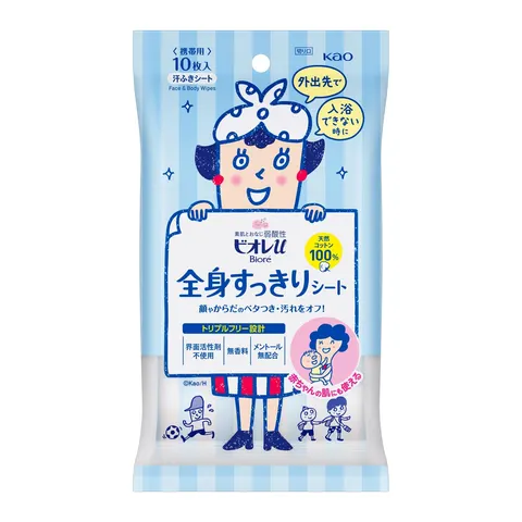 Освежающие влажные салфетки для тела, Kao Biore u Whole Body Refreshing Sheet Portable, 10шт