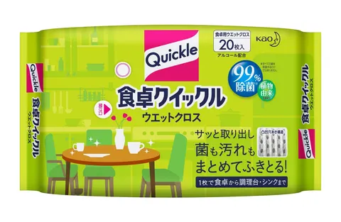 Салфетки влажные для уборки кухни, аромат зелёного чая, Kao Dining Quickle Living Room Detergent Cloth, 20шт