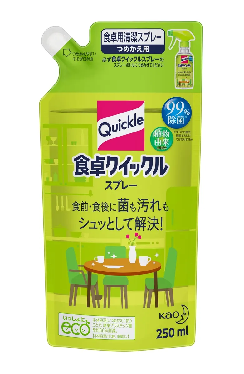 Спрей-пенка для уборки дома, аромат зелёного чая, запасной блок, Kao Dining Quickle Spray, Refill, 250ml