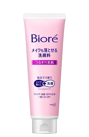 Средство для снятия макияжа и умывания, аромат цветов апельсина, Kao Biore Facial Cleanser That Removes Make up for Smooth Skin, 210g